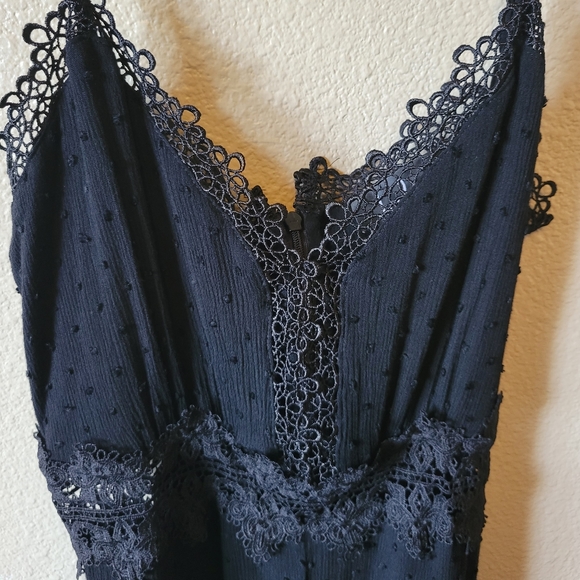 Leeta Black Swiss Dot Lace Wide-Leg Jumpsuit, Medium - Picture 3 of 9